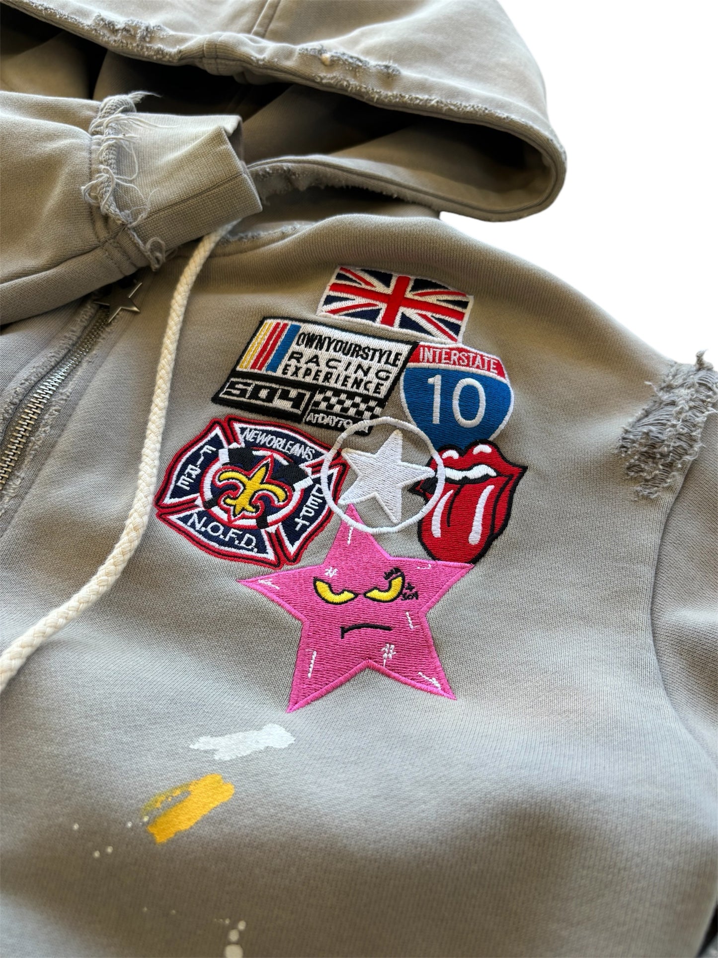 EVIL STAR PATCHWORK HOODIE (GRIS)