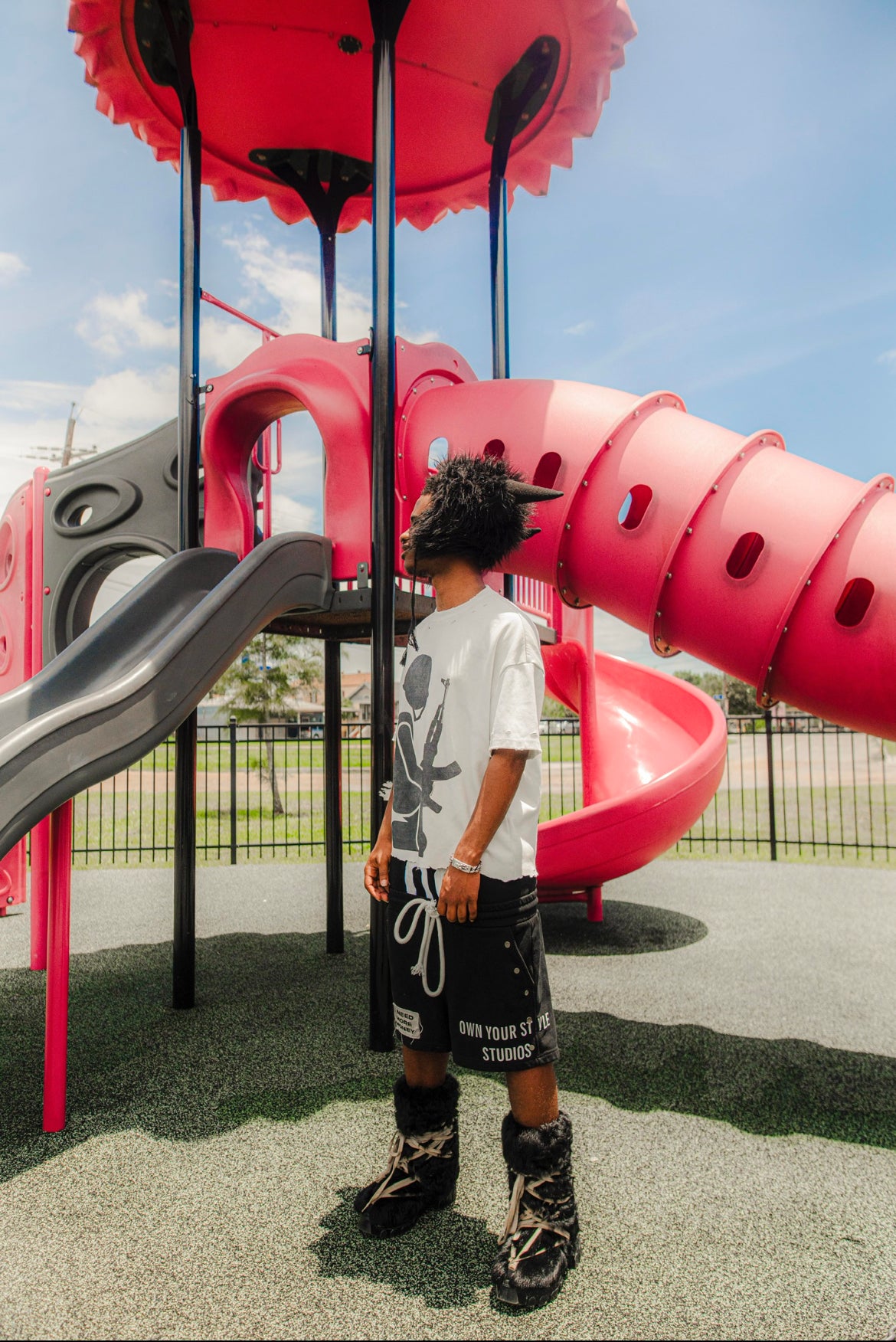 “I NEED MORE MONEY" DOUBLE WAISTED SHORTS