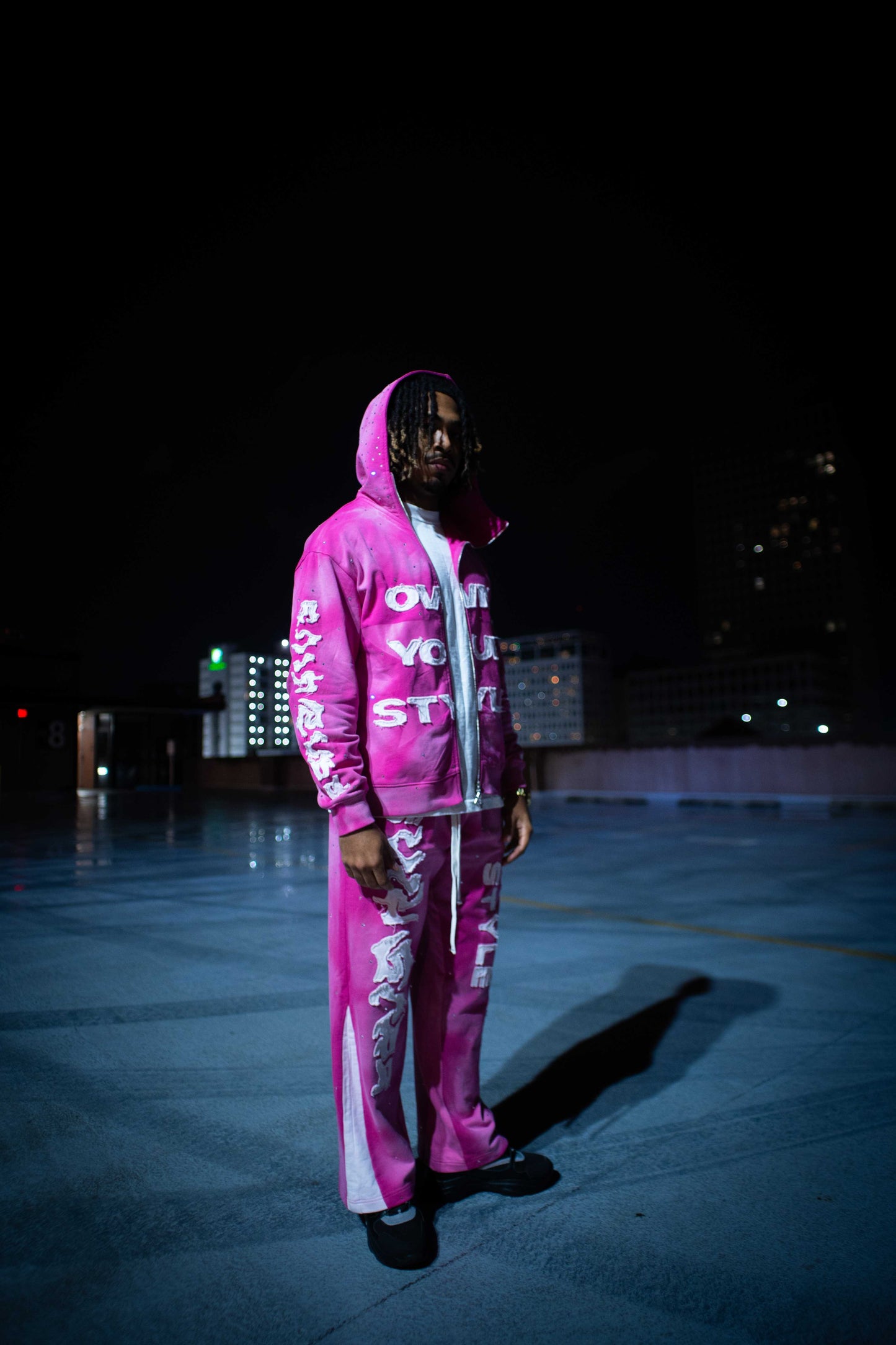 EVIL STAR RHINESTONE HOODIE (ROSE)