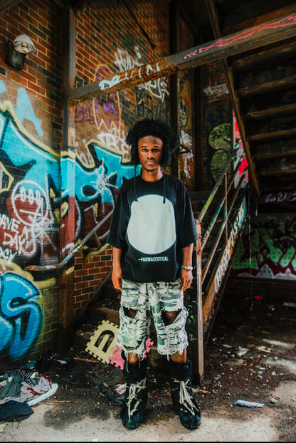 X PILL DROP SHOULDER TEE [BLACK]