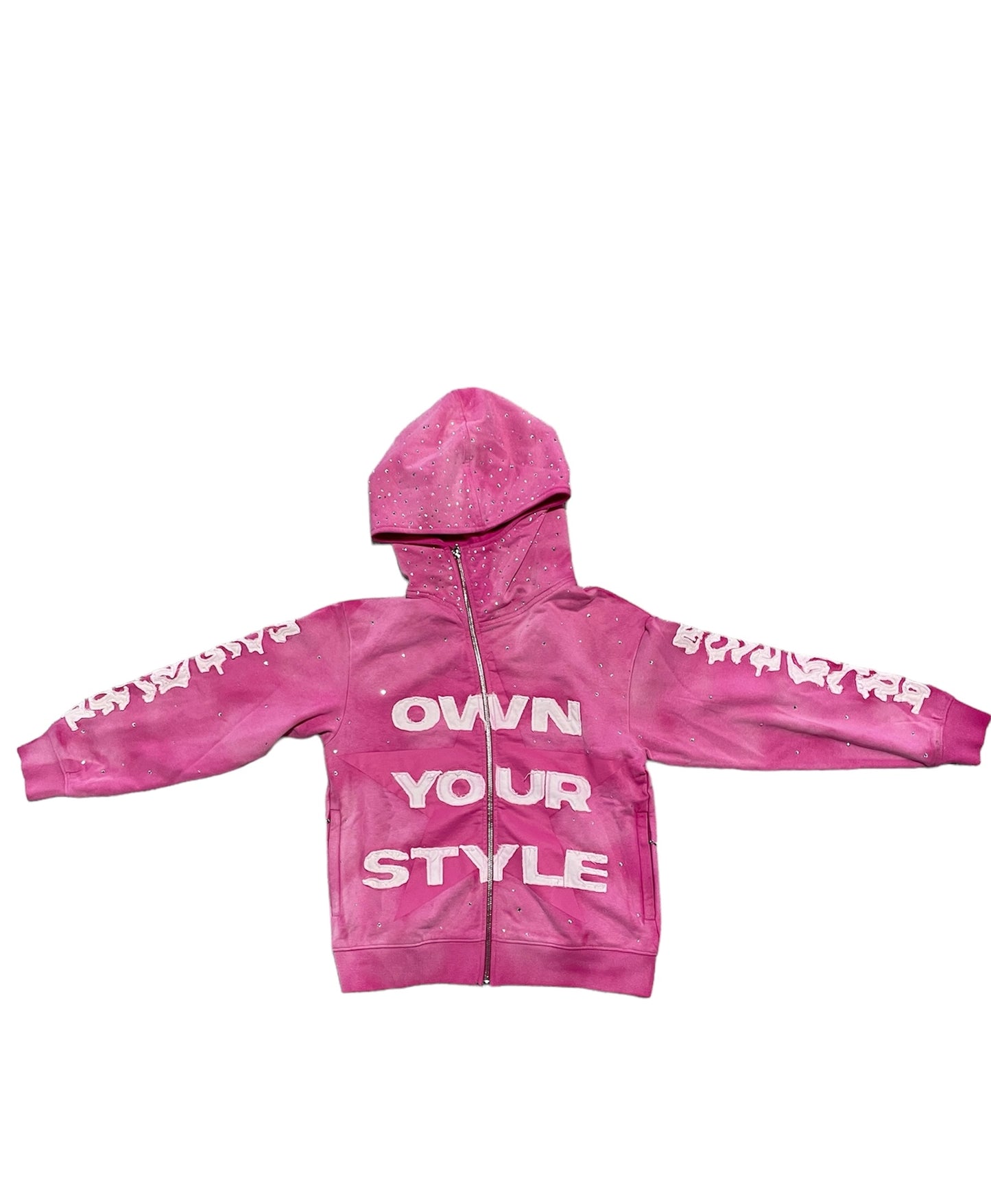 EVIL STAR RHINESTONE HOODIE (ROSE)