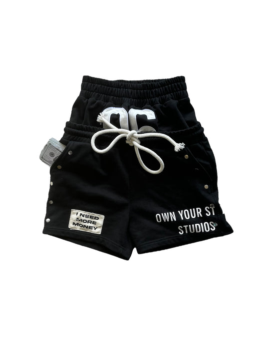 “I NEED MORE MONEY" DOUBLE WAITED SHORTS